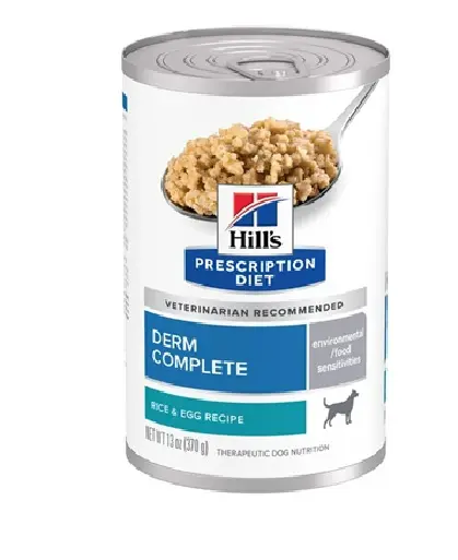 Hill's Prescription Diet Derm Complete Rice & Egg Recipe Canned Dog Food 13oz*12