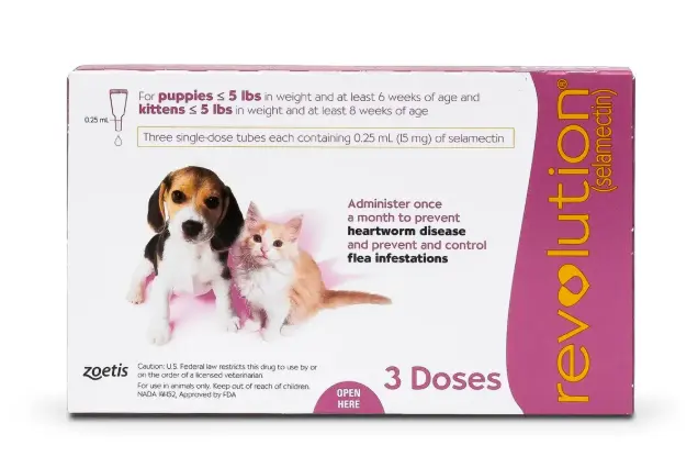 Revolution Flea and Worm Prevention For Kittens & Puppies (Mauve 5lbs or less) #Pink