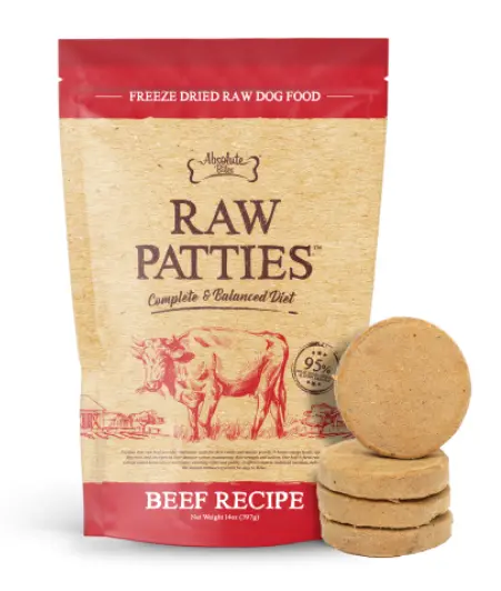 Absolute Bites Raw Patties Freeze Dried Beef Flavor Dog Food 397g
