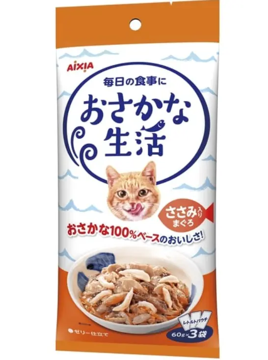 Aixia Fish Life Tuna with Chicken Fillet Flavor Pouch For Cats 60g x 3 #OS-3