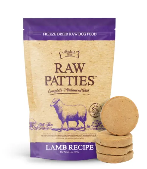 Absolute Bites Raw Patties Freeze Dried Lamb Flavor Dog Food 397g