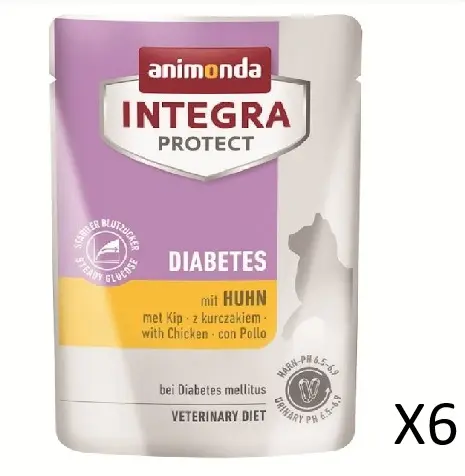 Animonda INTEGRA PROTECT Adult Diabetes With Chicken Flavor Pouch For Cats 85g x6
