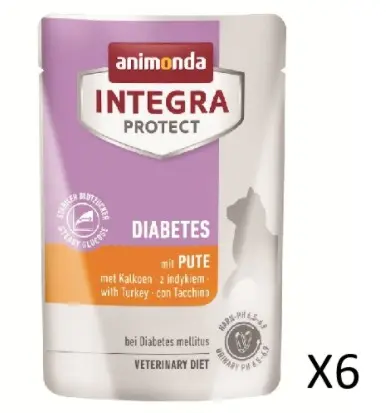 Animonda INTEGRA PROTECT Adult Diabetes With Turkey Flavor Pouchs for Cats 85g x6