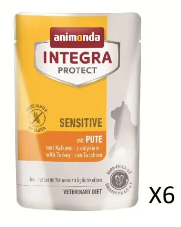 Animonda INTEGRA PROTECT 成貓敏感配方 火雞味 貓用保健濕包 貓糧 85g x6 (Exp.25/01/2026)