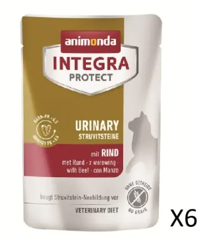 Animonda INTEGRA PROTECT Adult Urinary Struvit With Beef Flavor Pouch For Cats 85g x6