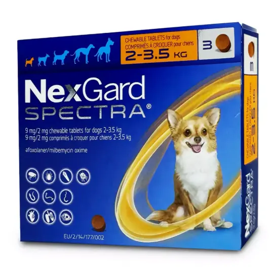 NexGard SPECTRA (Flea, Tick, Heartworm and Worm Prevention) Chewables For Dogs XS (2 - 3.5kg)