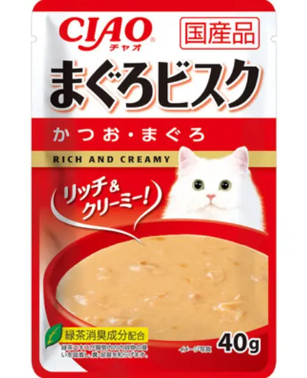 (1 Pack) CIAO Bonito & Tuna With Tuna Bisque Pouch Cat Food 40g #IC-356