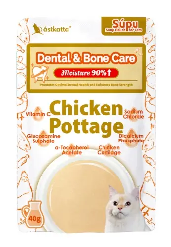 Astkatta Dental & Bone Chicken Pottage Soup Pouch Cat Food 40g x12