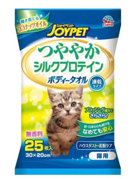 JOYPET Earth Pet 貓用 蠶絲蛋白快乾型濕紙巾 25枚