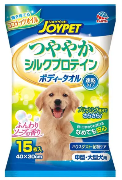 JOYPET Earth Pet Silk Protein Quick-Dry Wet Wipes For Medium & Large Dogs 15pcs