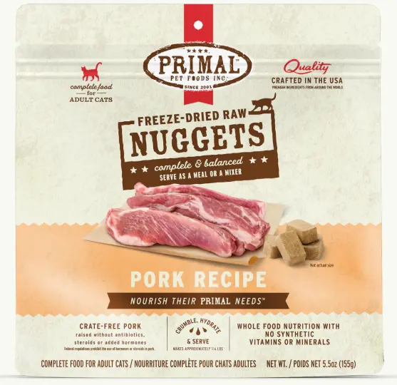 Primal Nuggets Freeze-Dried Raw  Pork Recipe Cat Food 5.5oz