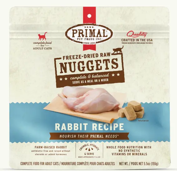 Primal Nuggets Freeze-Dried Raw  Rabbit Recipe Cat Food 5.5oz