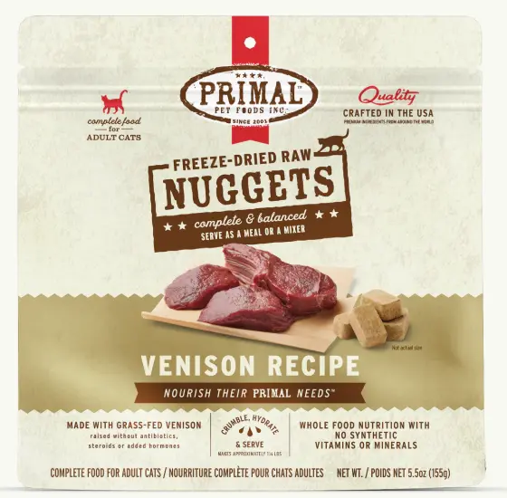 Primal Nuggets Freeze-Dried Raw Venison Recipe Cat Food 5.5oz