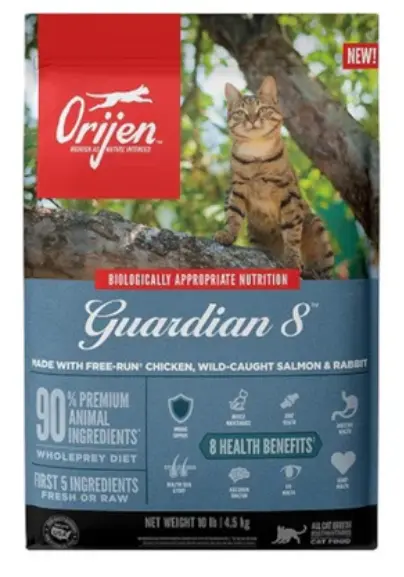 Orijen - Guardian 8 Free Run Chicken, Wild Caught Salmon & Rabbit Adult Dry Cat Food 10lb
