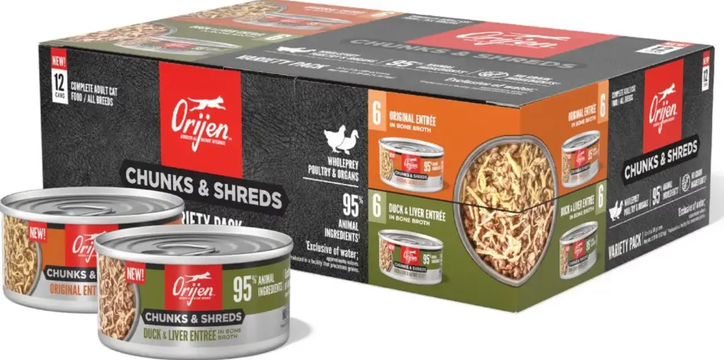 Orijen Original Chunks & Shreds Variety Pack Duck & Liver Complete Canned Cat Food 85g x12