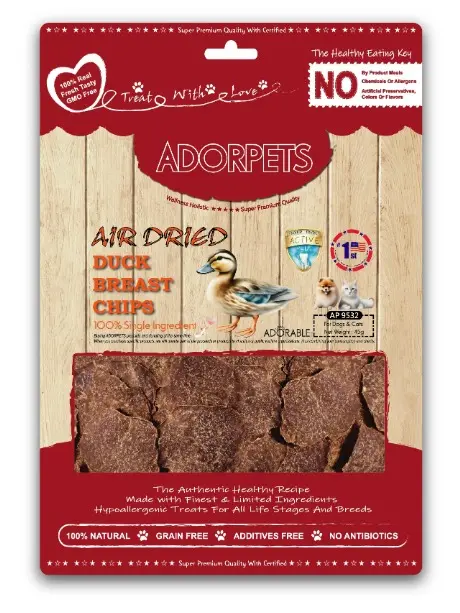 Adorable Adorpets Air Dried Duck Breast Chips Treats for Cats & Dogs 45g #AP9532