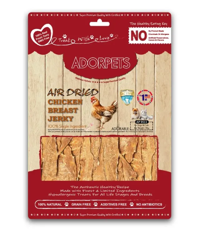 Adorable Adorpets Air Dried Chicken Breast Jerky Treats for Cats & Dogs 95g #AP9511