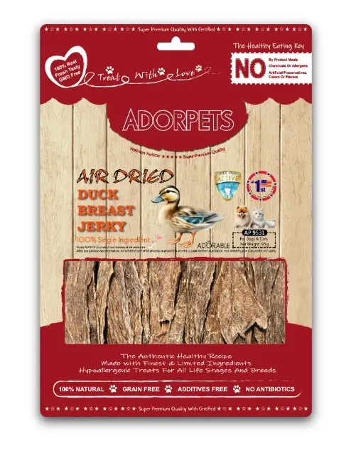 Adorable Adorpets Air Dried Duck Breast Jerky Treats for Cats & Dogs 95g #AP9531