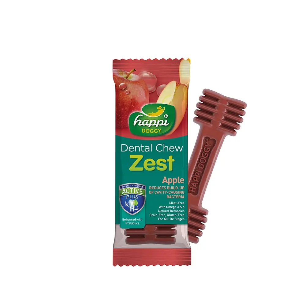 Happi Doggy Apple Flavor Dental Dog Treats 4"