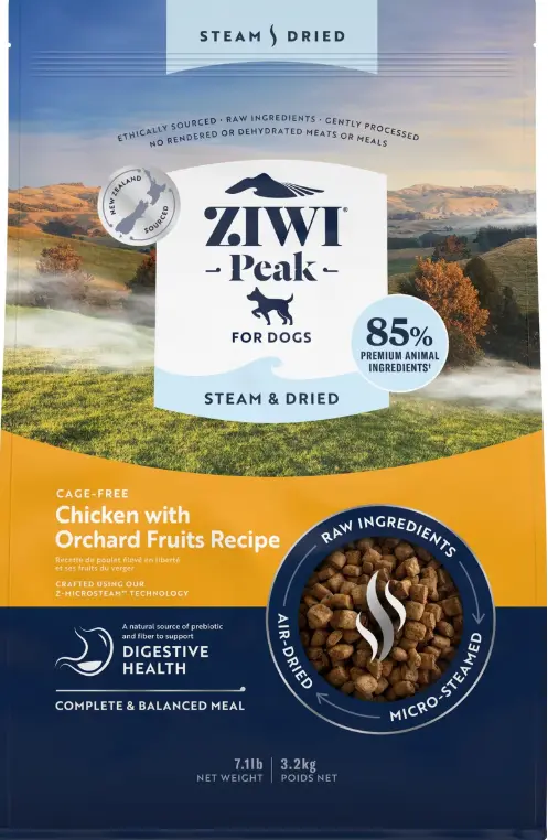 Ziwi Peak Cage-Free Chicken with Orchard Fruits Recipe Steam & Dried Dog Food 3.2kg