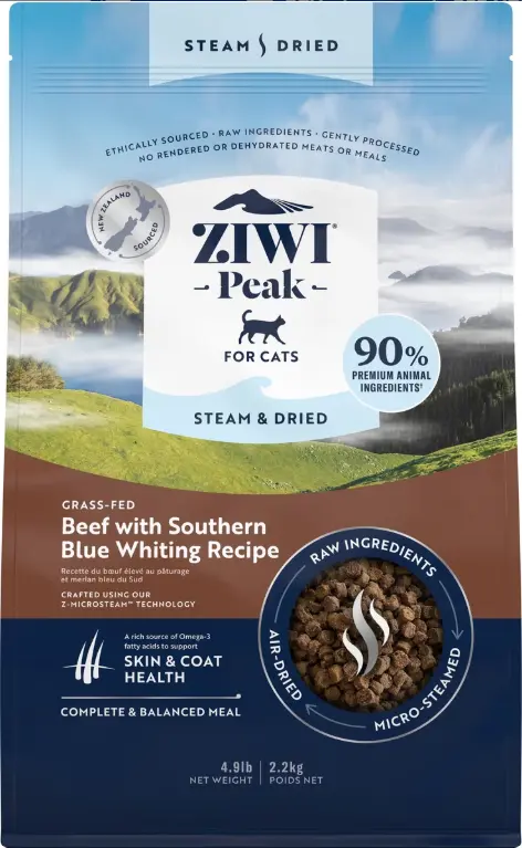 Ziwi Peak Grass-fed Beef With Southern Blue Whiting Recipe For Cats Food 2.2kg