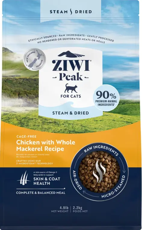 Ziwi Peak 微蒸風乾 放養雞 配原條鯖魚食譜 貓糧 2.2kg