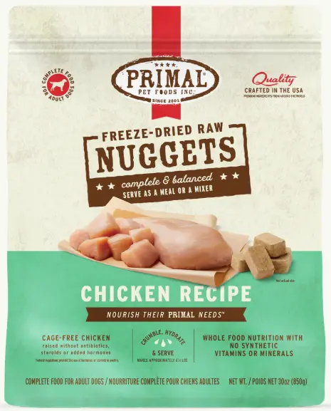 Primal Nuggets Freeze Dried Chicken Formula Dog Food 30oz