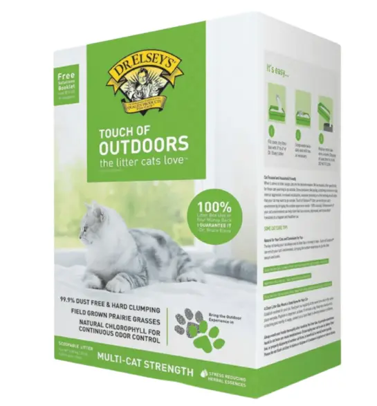 Dr. Elseys TOUCH OF OUTDOORS Stress-Reducing Clumping Clay Cat Litter 20lb (Box)