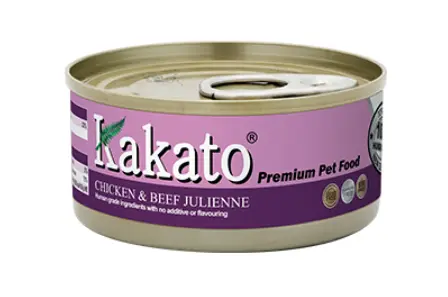 Kakato 卡格  雞肉及牛肉絲 罐頭  70g (貓狗適用)