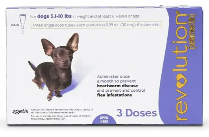 Revolution 的骰犬用(5.1lb - 10lb) 全面杜蟲滴頸劑 (預防跳蚤、心絲蟲、蛔蟲、鉤蟲、耳蟎滴) #紫色