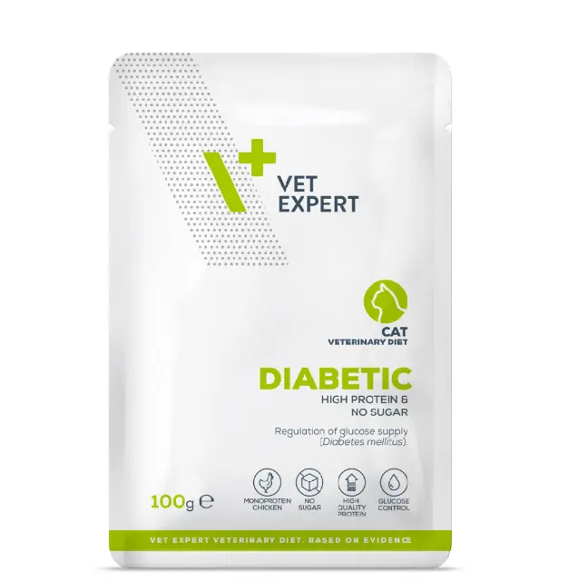 Vet Expert V+ Prescription Diet Diabetic Cat Pouch 100g*12