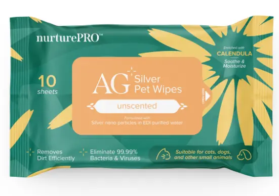 NurturePro AG+ Silver Pet Wipes (Unscented) 10sheets