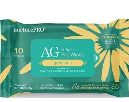 NurturePro AG+ 銀離子寵物親膚消毒濕紙巾(綠茶) 10片裝