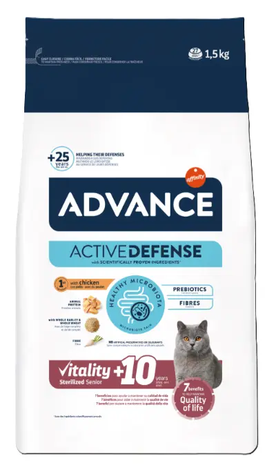 ADVANCE Active Defense Vitality 10+ Sterilized Senior Dry Cat Food 1.5kg