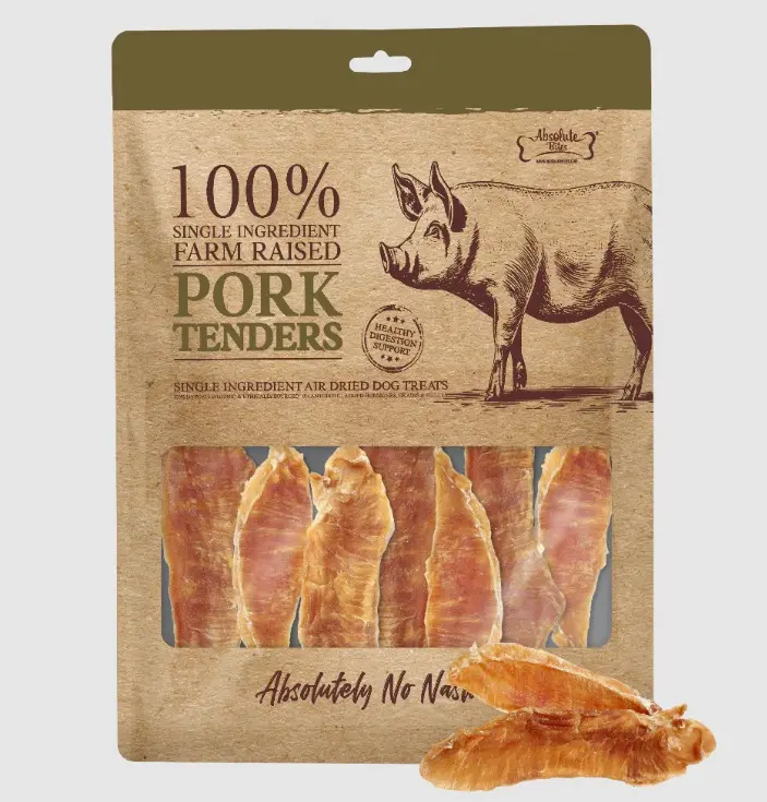 Absolute Bites Air Dried Pork Tenders Dog Treats 90g
