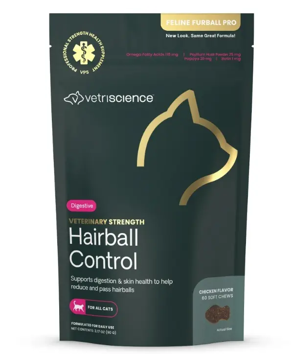 VetriScience Veterinary Strength Hairball Control for Cats 60 Chews