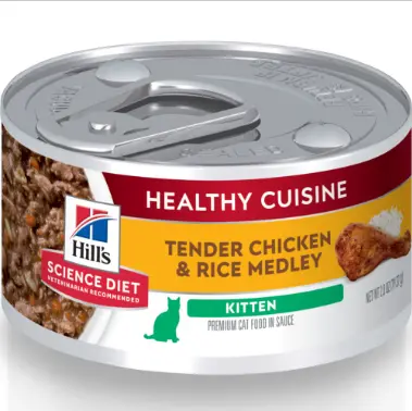 (單罐)Hill's Kitten Healthy Cuisine 幼貓 健康燉肉配方 (雞肉及米) 罐頭 2.8oz