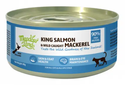 Meadow Land King Salmon & Wild Caught Mackerel Canned Cat Food 80g