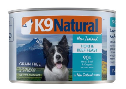 K9 Natural Beef & Hoki Feast Canned Dog Food 170g x12
