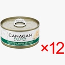 (原箱優惠) Canagan 貓主食罐-無穀物-雞肉+鱸魚 75gX12